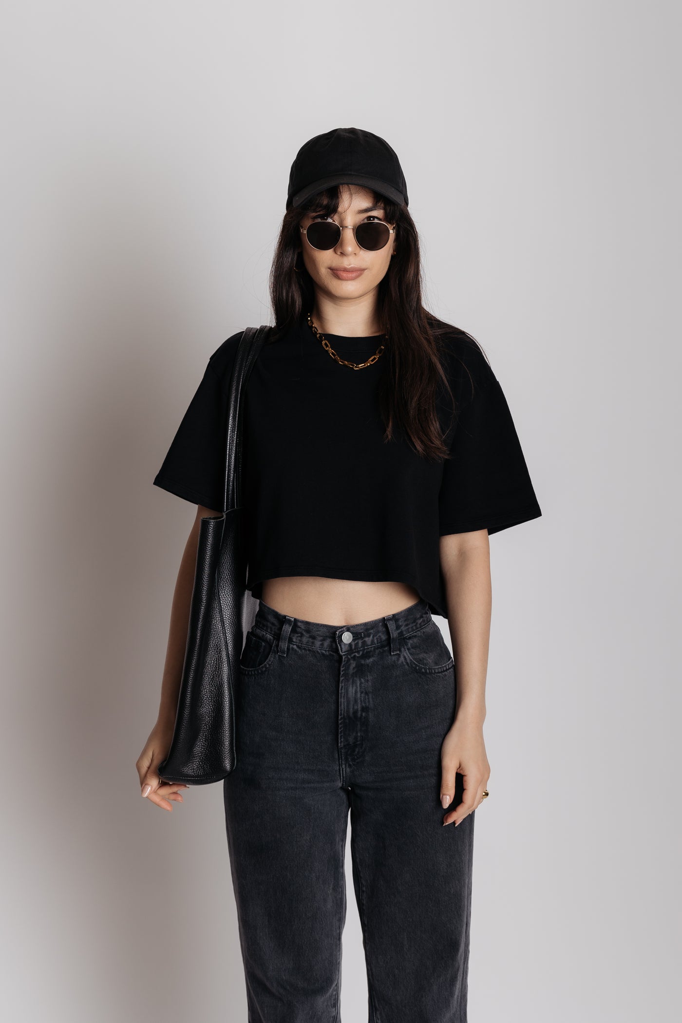 black boxy tee