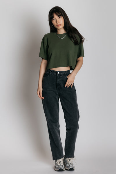 olive boxy tee