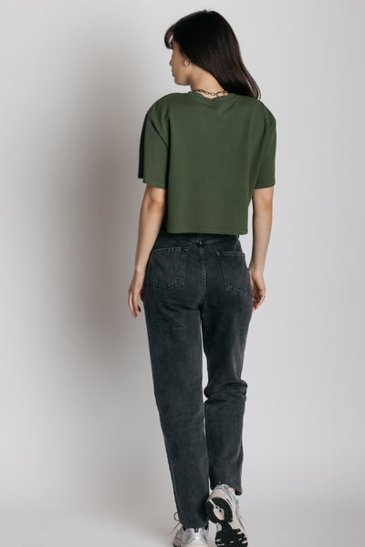 olive boxy tee