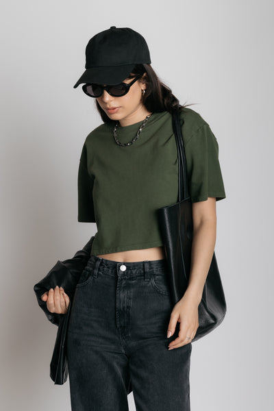 olive boxy tee