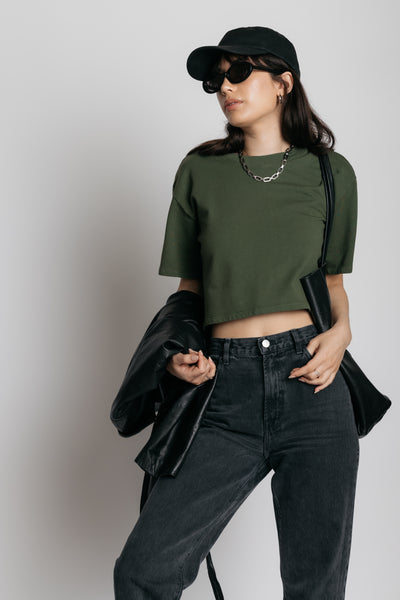 olive boxy tee